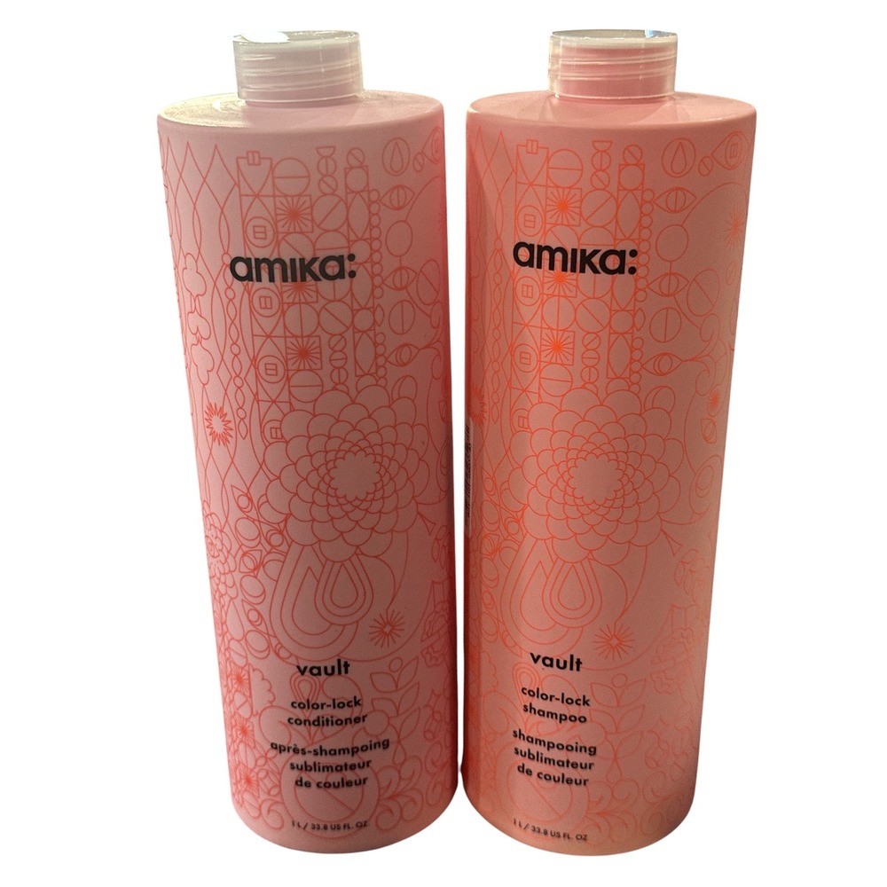 Amika Vault Color-Lock Shampoo and Conditioner Duo Set Big Bottles